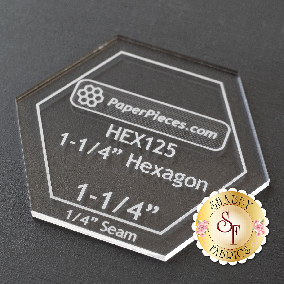 Hexagon Quilting Template Set, 4 inch, 3 inch, 2 inch, 1 inch with 1/4 inch Seam Allowance