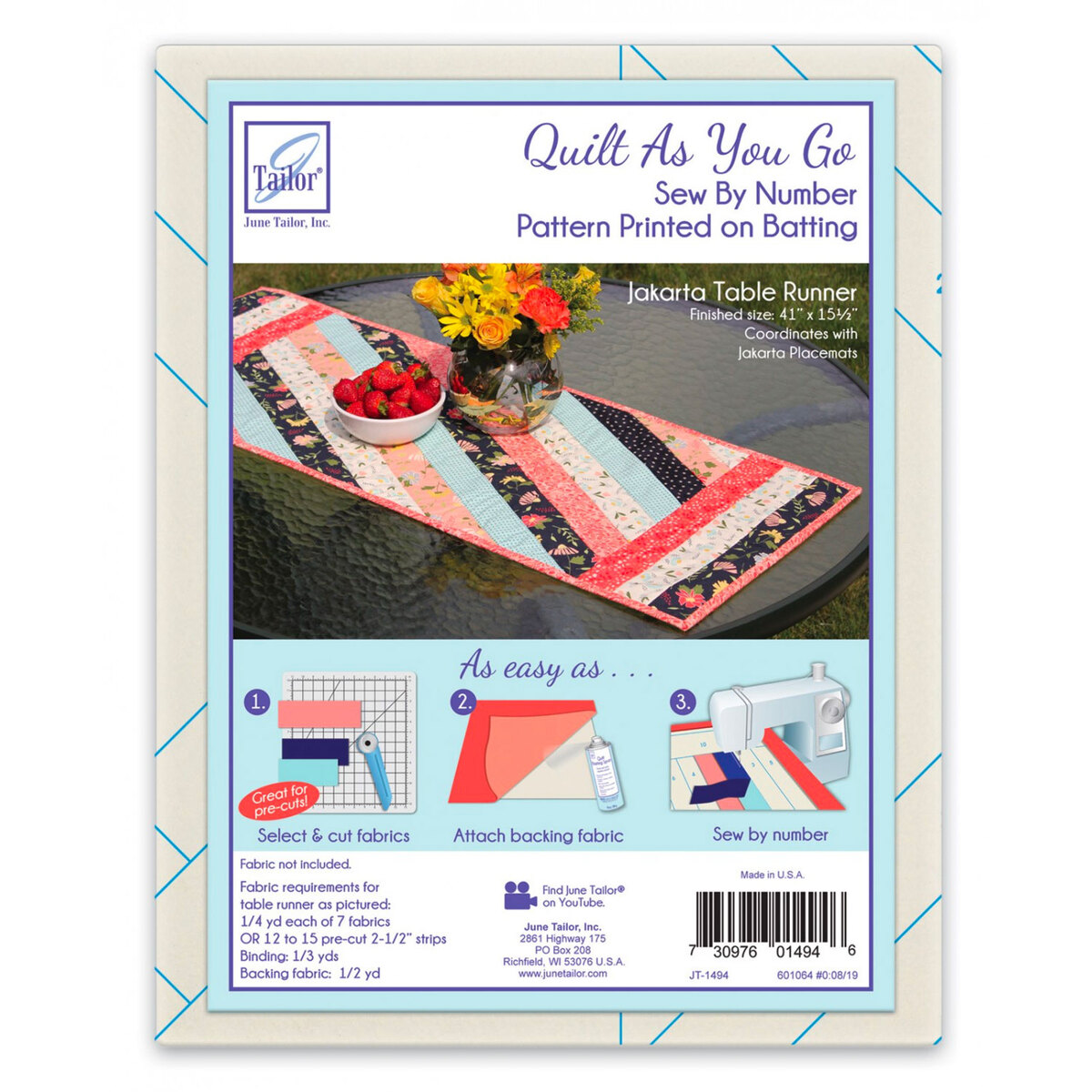 Quilt As You Go Jakarta Table Runner Batting Shabby Fabrics