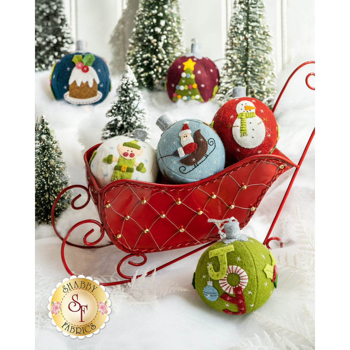 Red Fabric By The Yard - Vintage Ornaments on Red Fabric - Holiday