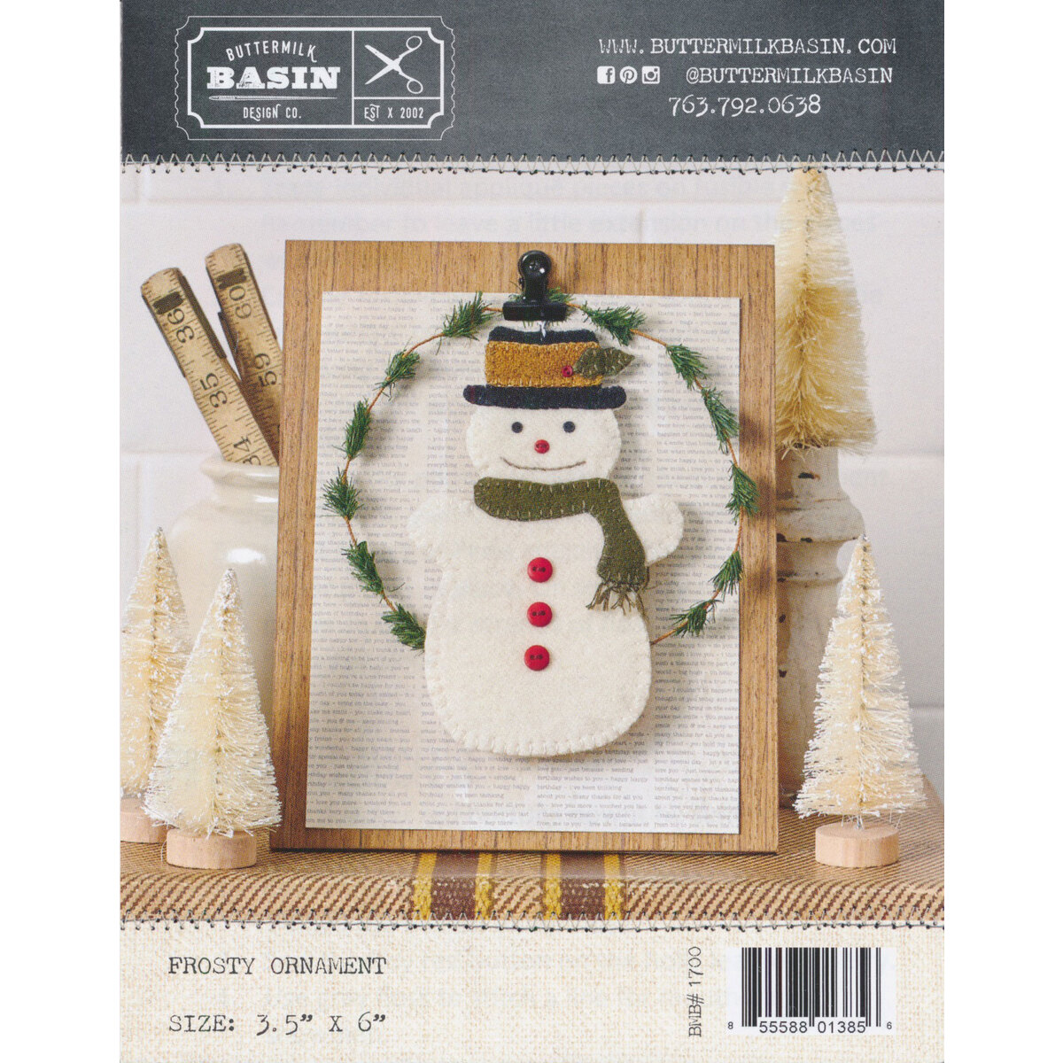Wool Applique Kit: frosty Fun Ornament 