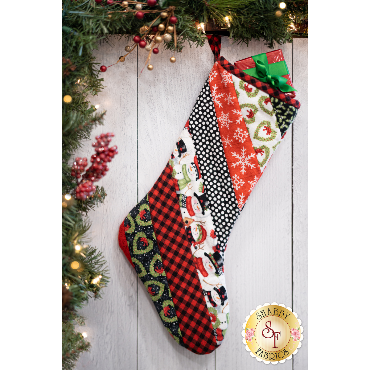 Make & Take Wooden Christmas Stocking Kit Holly Lane Buffalo Check