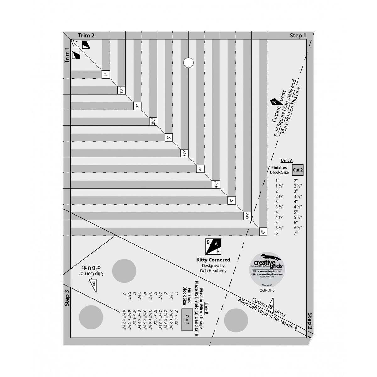 Creative Grids Quick Trim and Circle Ruler 4-1/2in x 24-1/2in