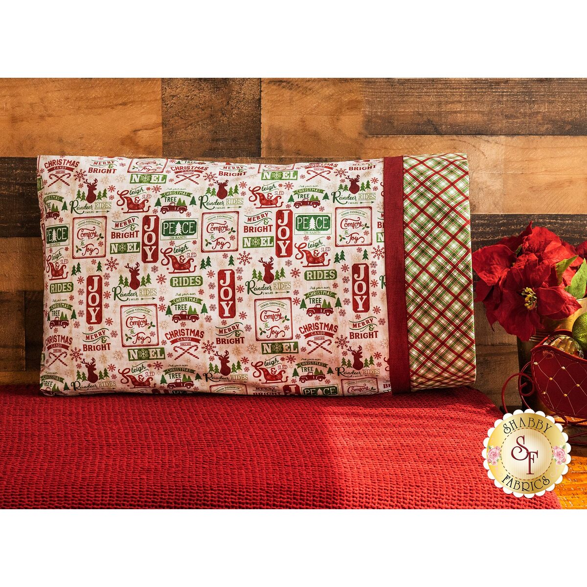 Magic Pillowcase Kit Comfort & Joy Standard Cream Words Shabby Fabrics