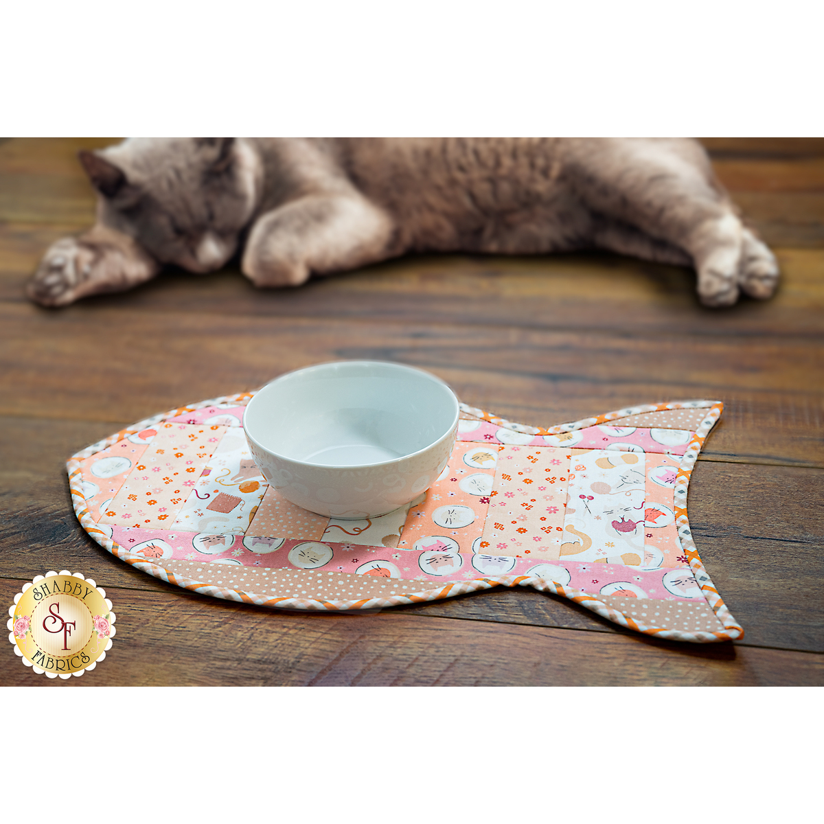 Can withstand Affirm Tram Quilt As You Go Pet Placemat Kit - Cat - Smitten Kitten | Shabby Fabrics