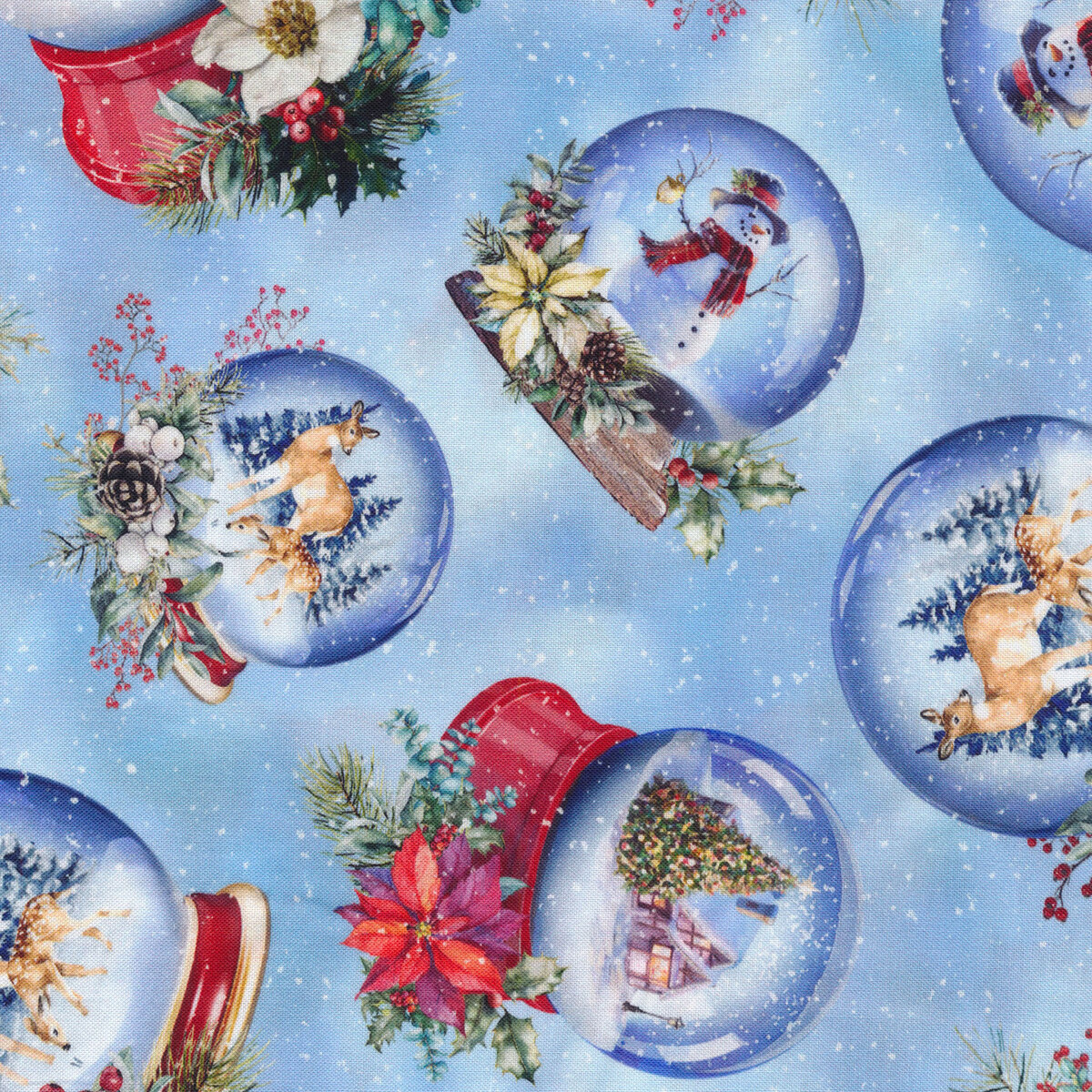 2713-004 Holiday Accents Classics - Falling Snow - Sky Blue Fabric