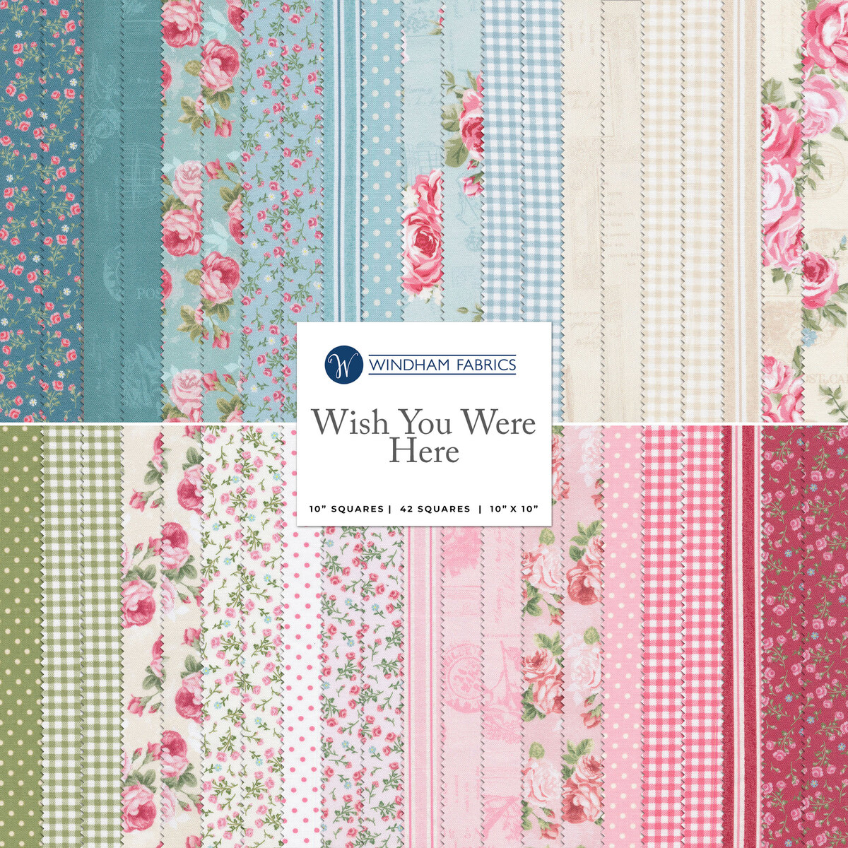 Wish You Were Here 10" Squares by Whistler Studios for Windham Fabrics