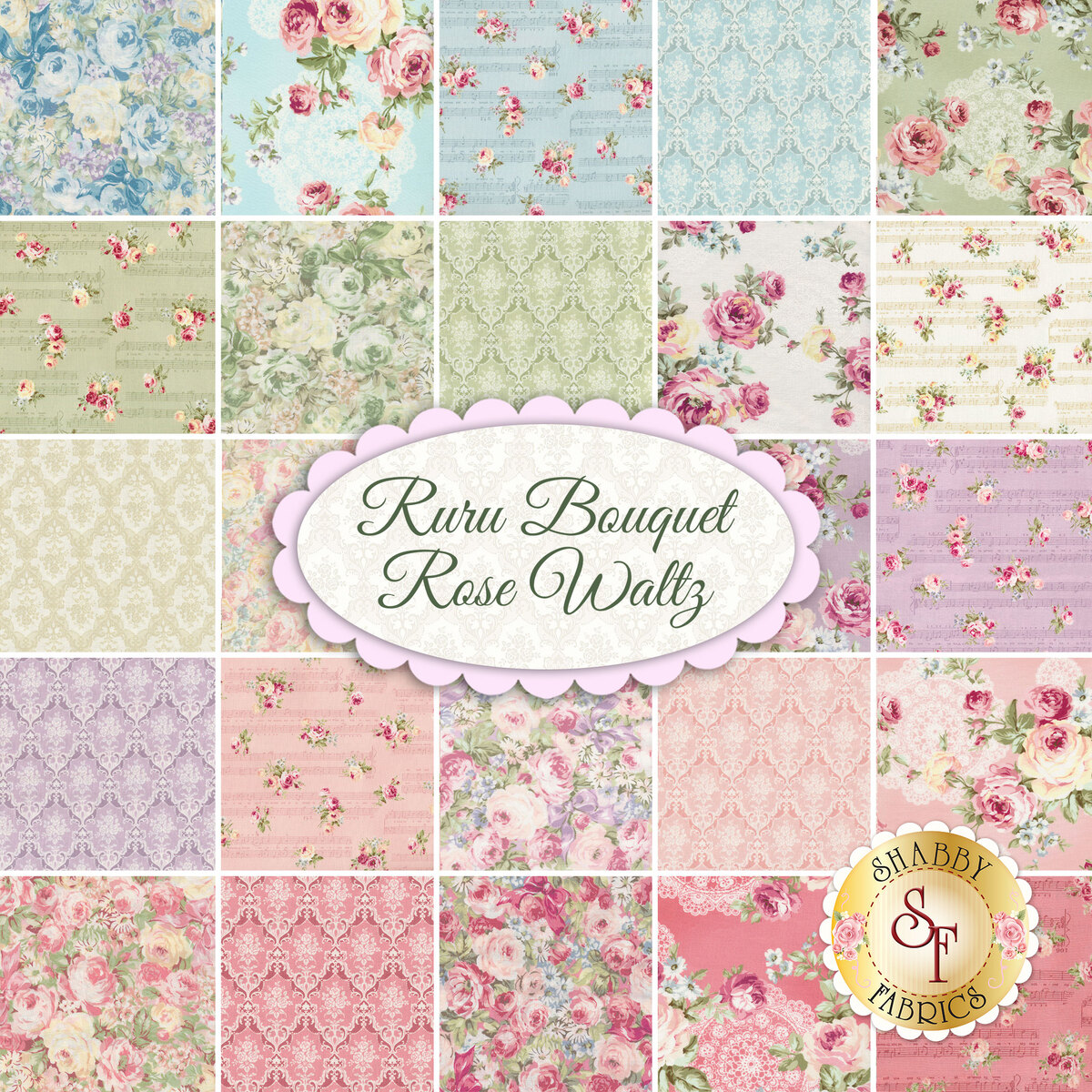 Ruru Bouquet Rose Waltz 24 FQ by Quilt Gate Shabby Fabrics