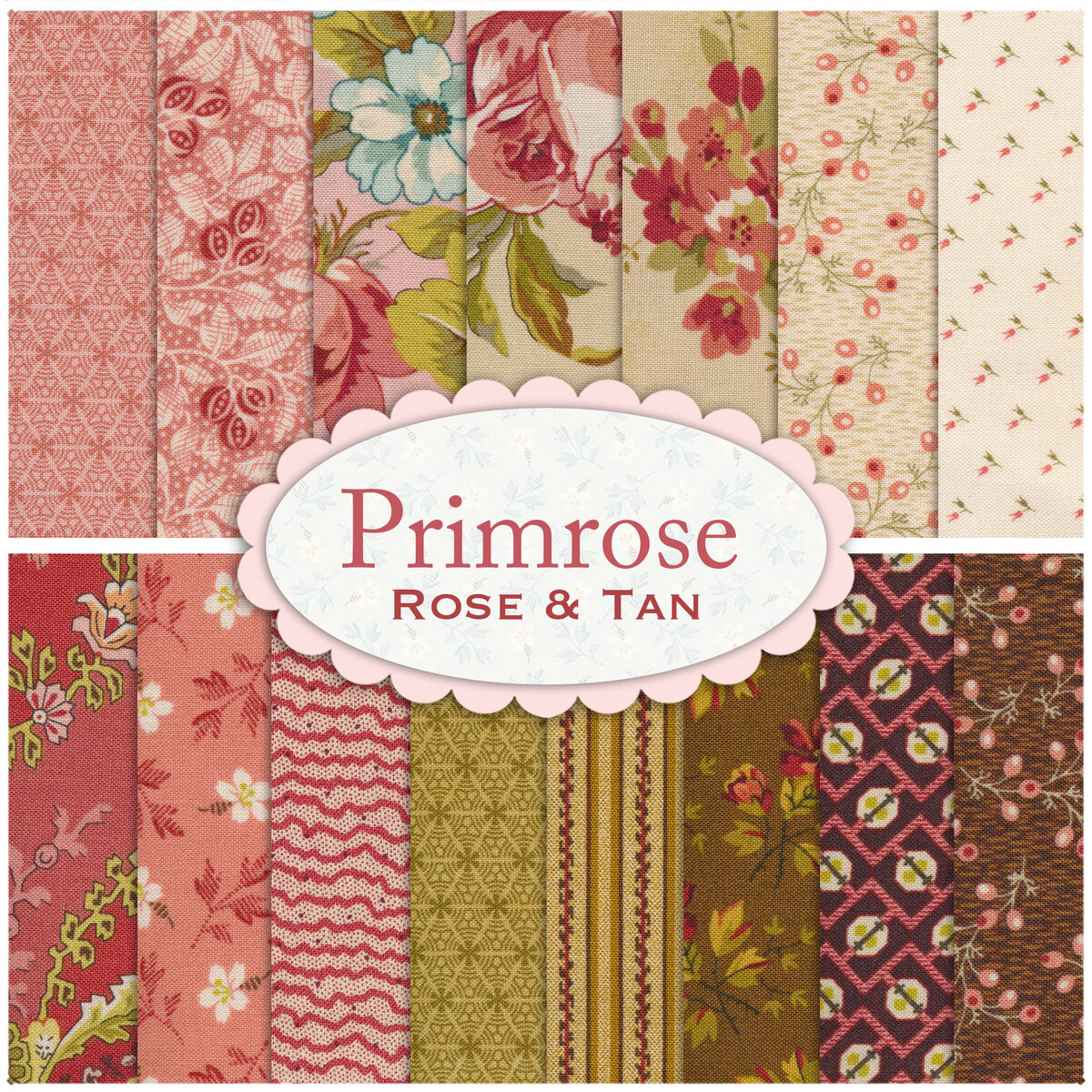 Primrose 15 FQ Set Rose & Tan by Edyta Sitar at Laundry Basket Quilts