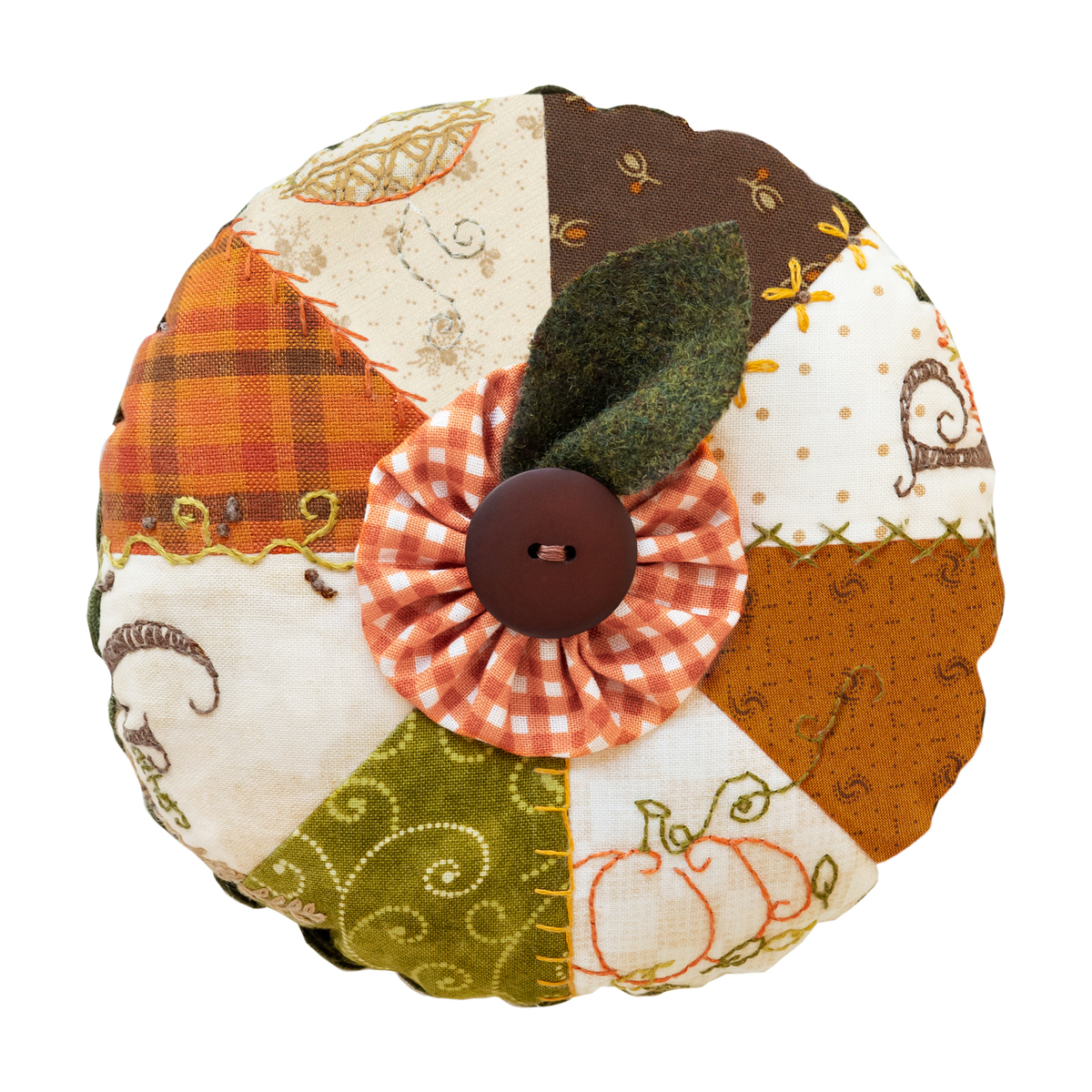Pumpkin Pie Pin Cushion 7pc Embroidery Floss Set