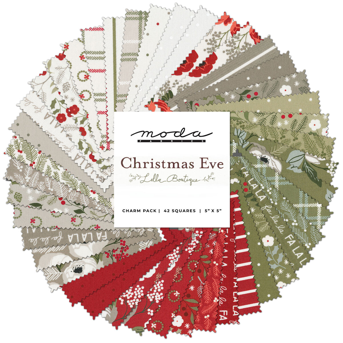 Christmas Eve Charm Pack by Lella Boutique for Moda Fabrics  Shabby Fabrics