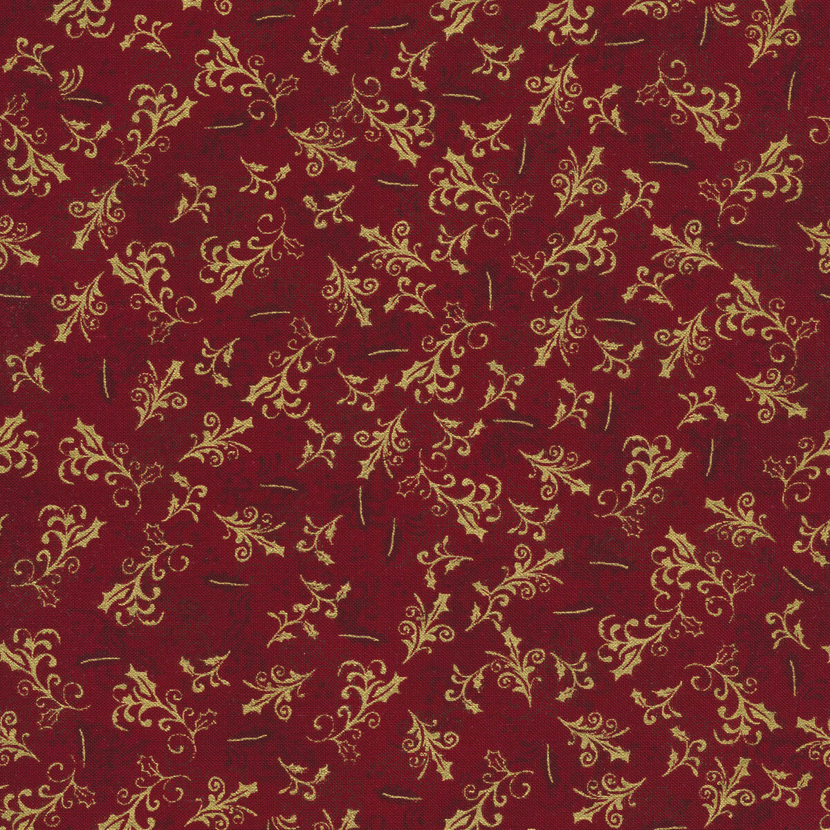 Stof Fabrics Christmas Is Near Metallic Gold Stars & Snowflakes Red