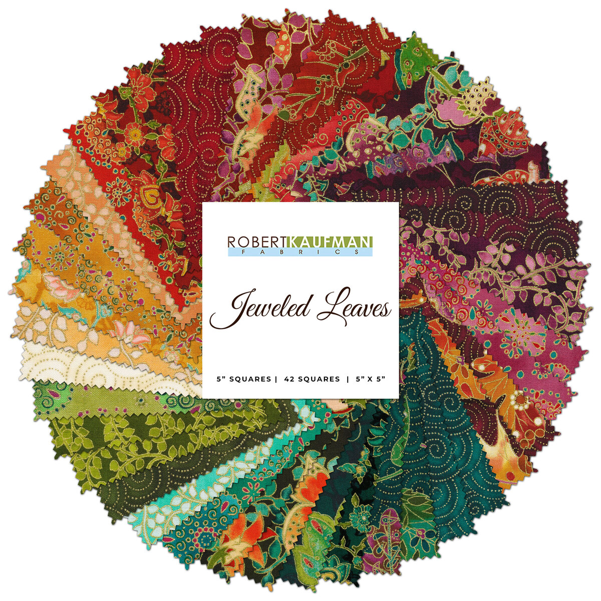 Jeweled Leaves 5" Charm Squares from Robert Kaufman Fabrics Shabby
