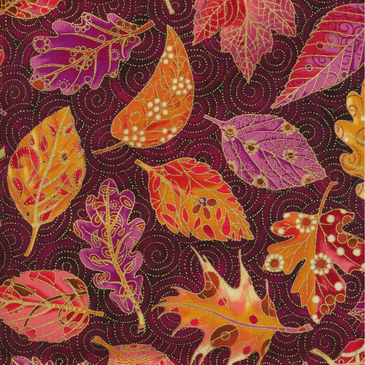 Jeweled Leaves 21608221 Aubergine from Robert Kaufman Fabrics Shabby