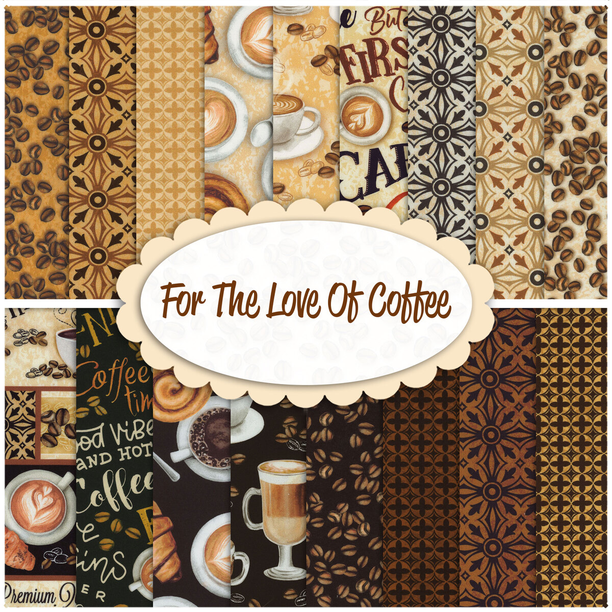 For The Love Of Coffee 10x10's by Nicole Decamp for Benartex