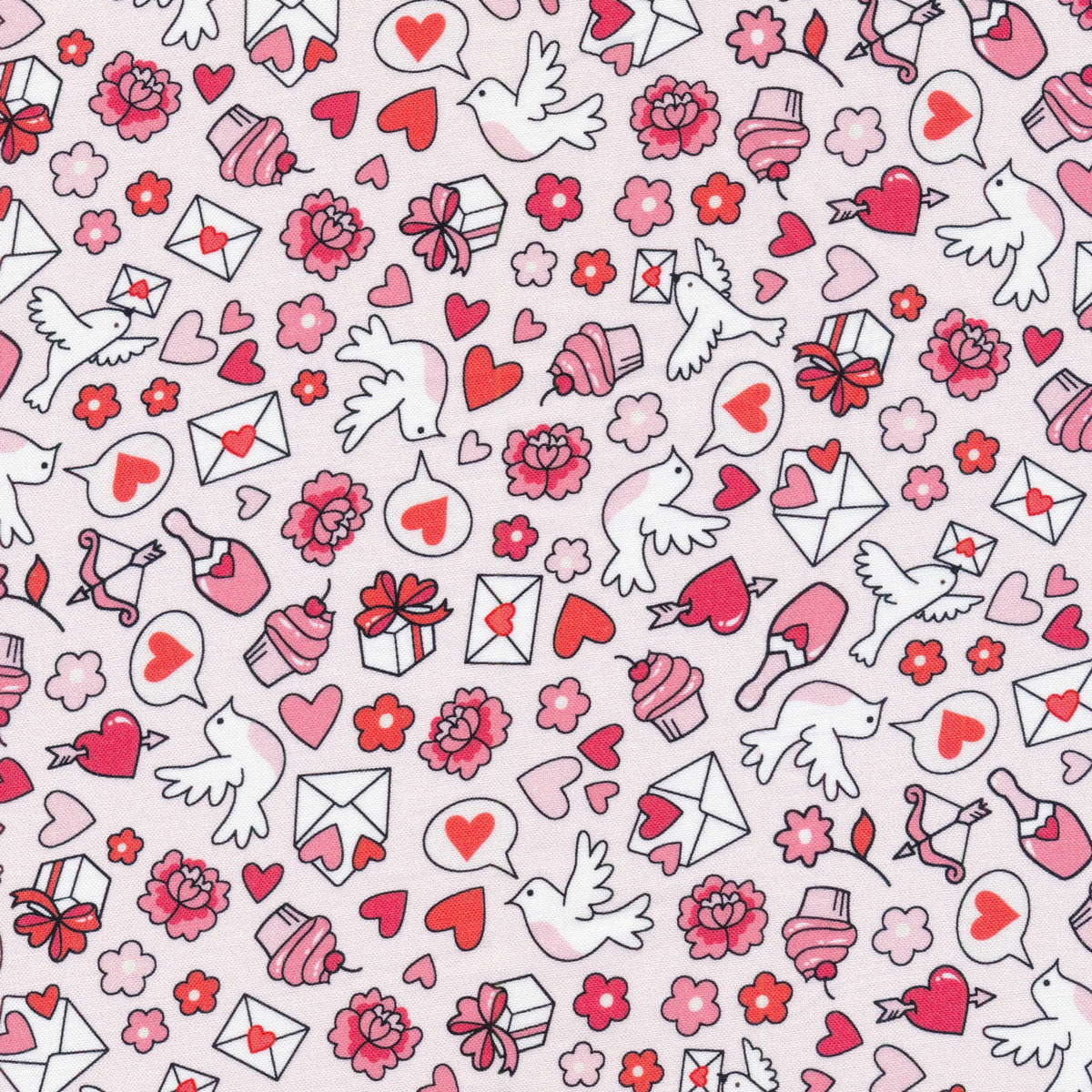 Valentine Lingo - Sweethearts Collections - Black Cotton Fabric by QT  Fabrics