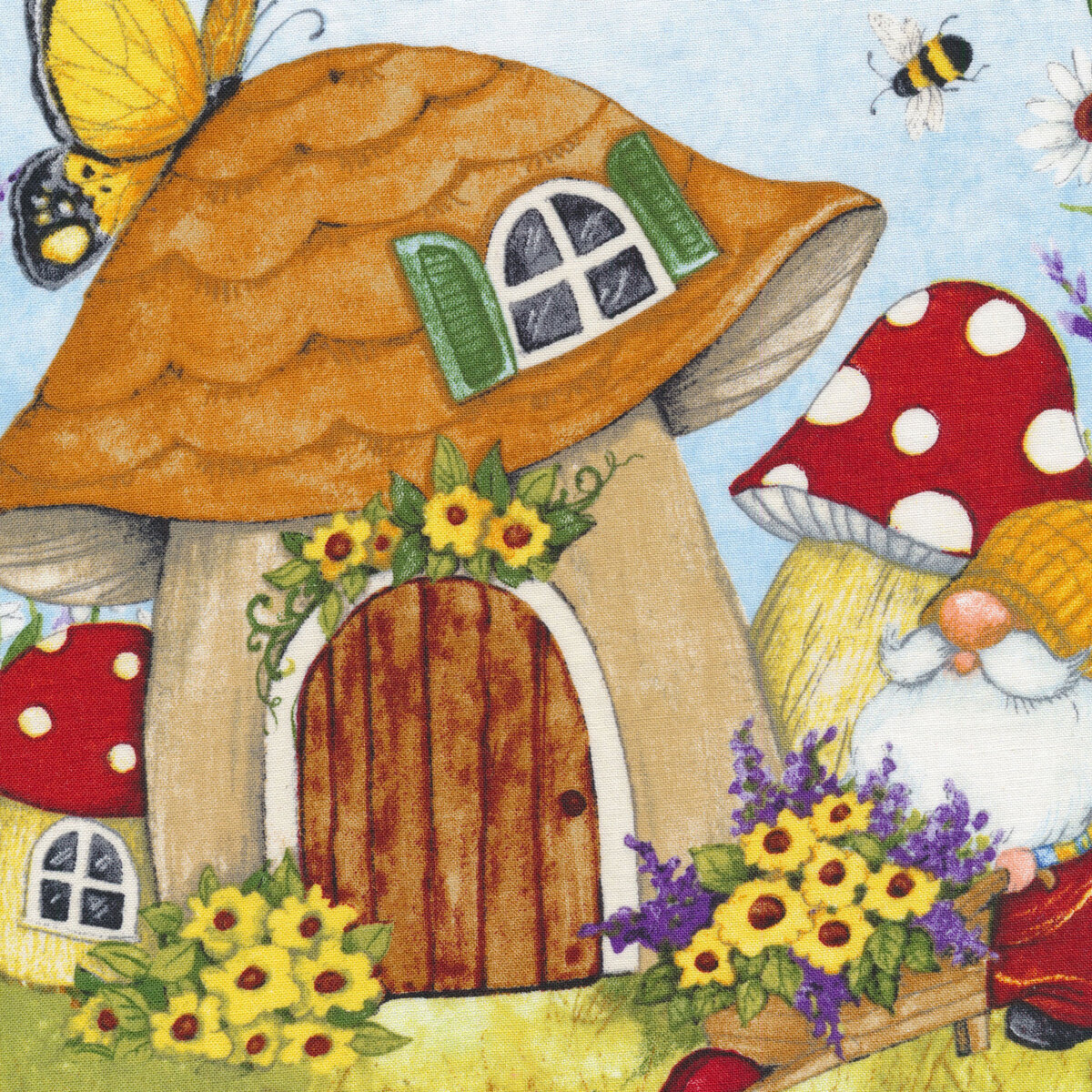 Annie's Honey Bee Gnomes Panel 24 x 44