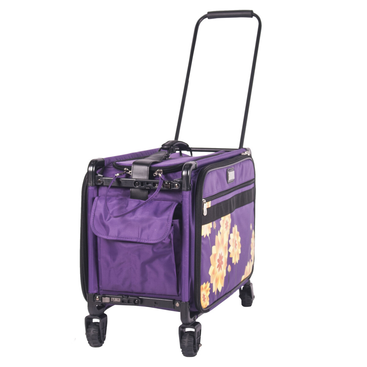 Tutto Large Sewing Machine Bag On Wheels - Purple Dahlia