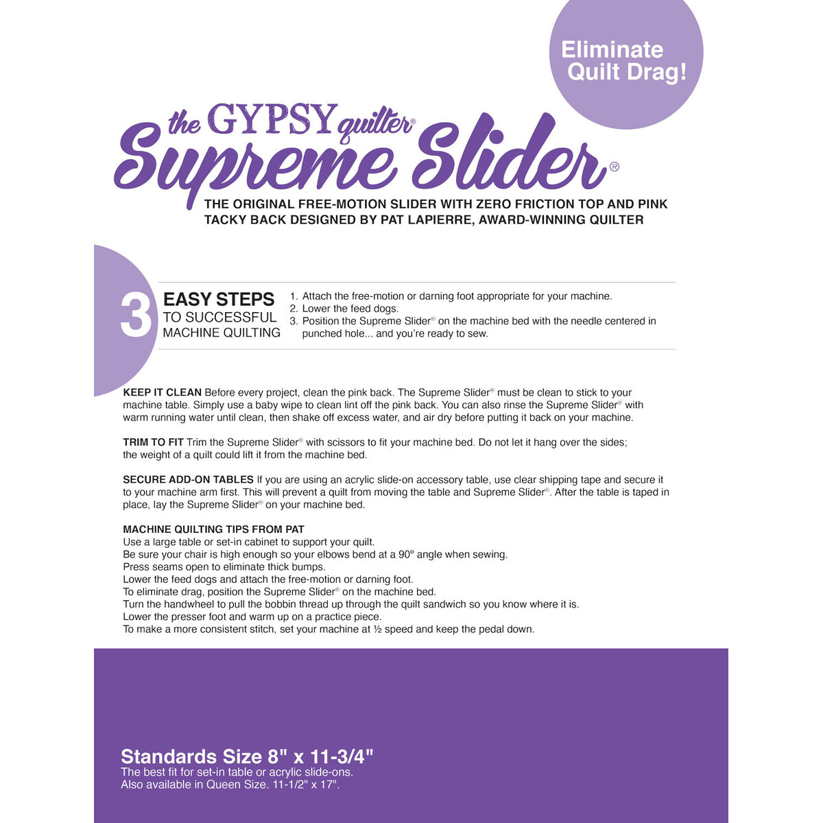 Supreme Slider 8 x 11-3/4 by The Gypsy Quilter