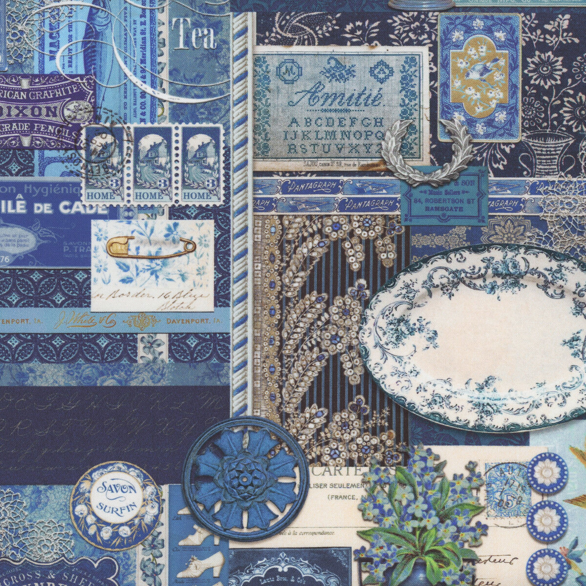 Curated in Color 7460-16 Blue by Cathe Holden for Moda Fabrics | Shabby ...