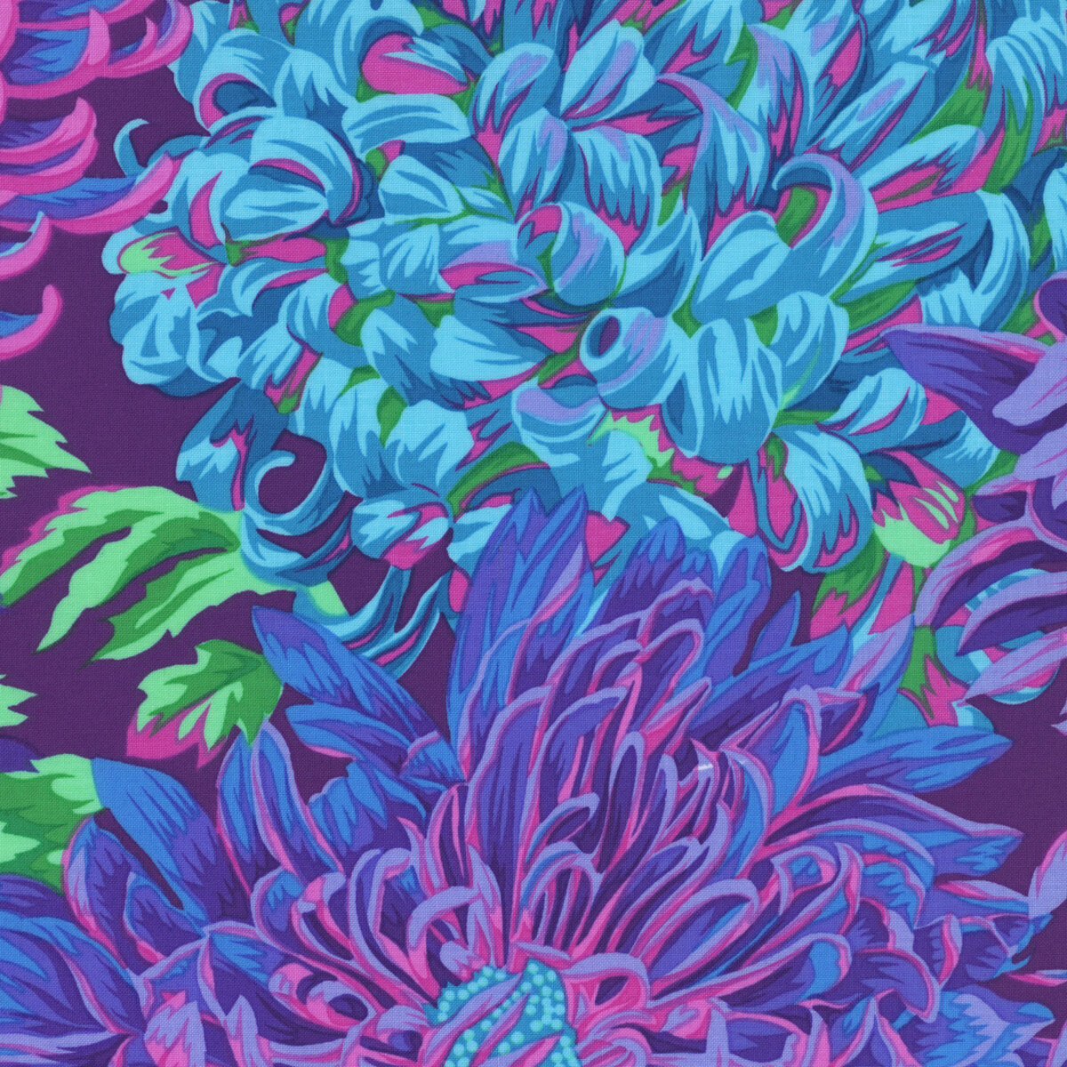 Kaffe Fassett Collective Classics Plus PWPJ041 Japanese Chrysanthemum -  Blue from FreeSpirit Fabrics