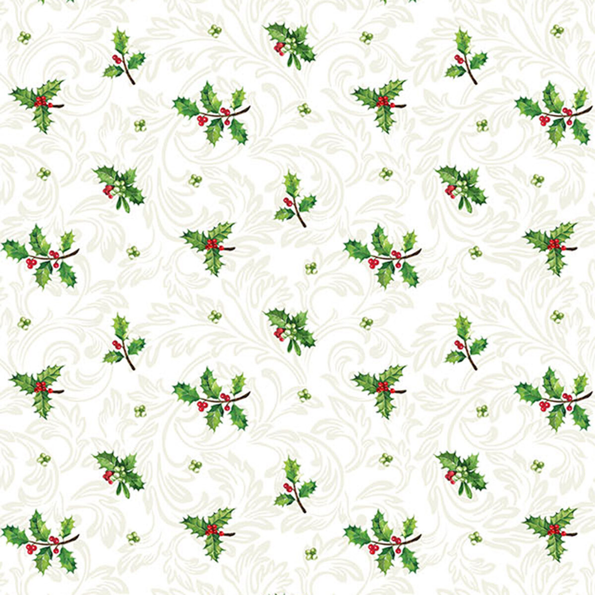 Yuletide Traditions DP26111-10 White Holly by Deborah Edwards for ...