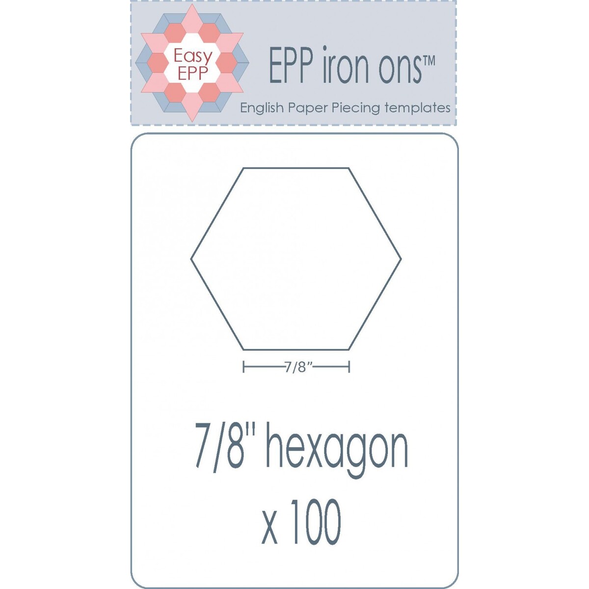 EPP Iron-Ons English Paper Piecing Templates *1 Hexagon - 100