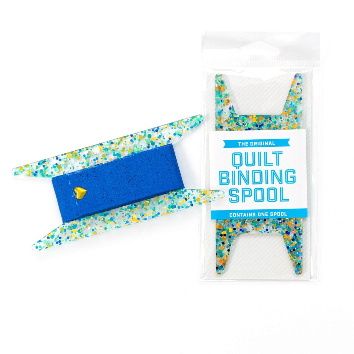 Binding Spool - Blue, Teal, & Gold Glitter | Shabby Fabrics