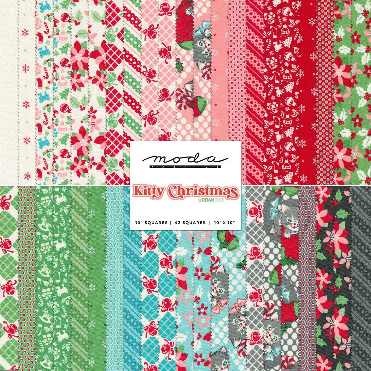 Kitty Christmas Layer Cake by Urban Chiks for Moda Fabrics