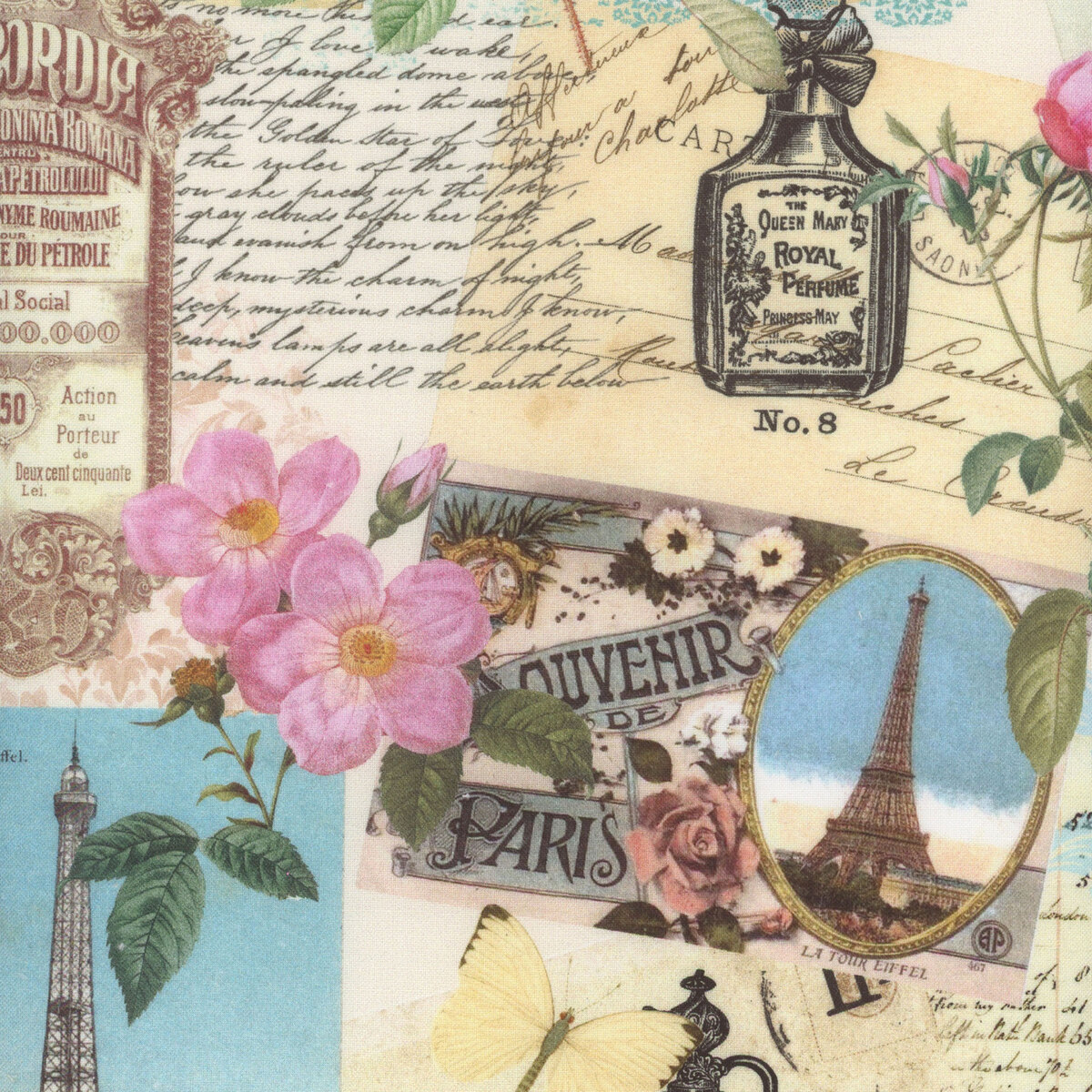 Belle Fleur FLEUR-CD3000 MULTI Paris Collage by Timeless Treasures ...