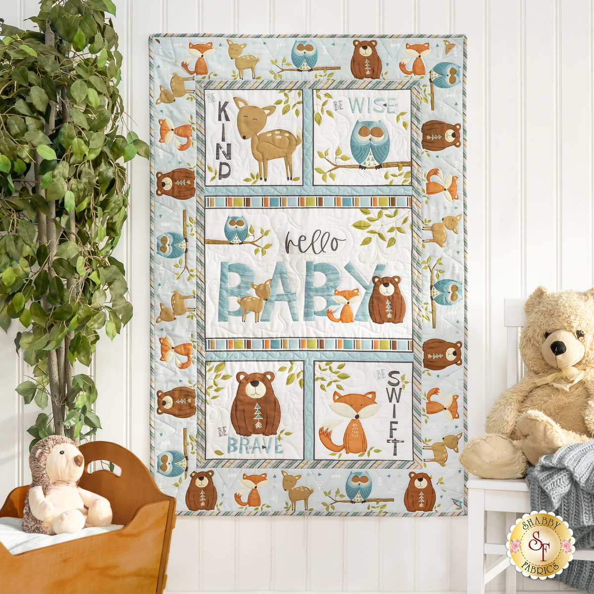 Woodland Animals Nursery Quilt Panel – Fabric