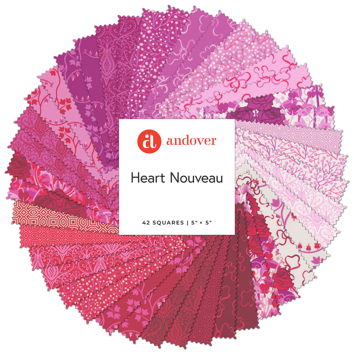 Heart Nouveau 5" Squares by Eye Candy Quilts from Andover Fabrics