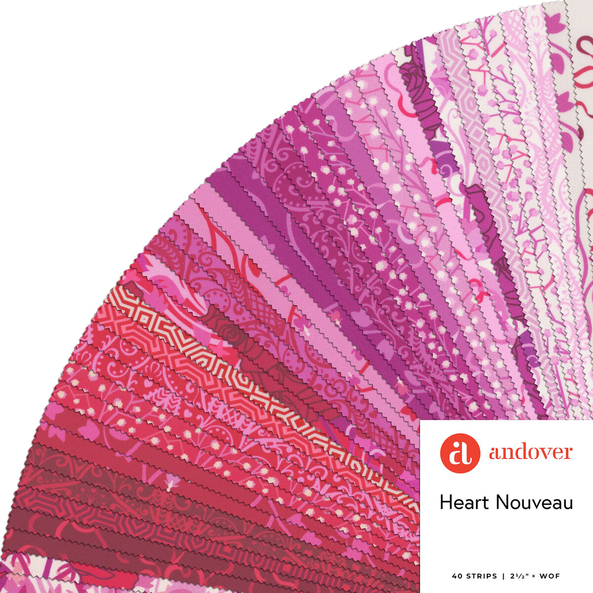 Heart Nouveau 21/2" Strips by Eye Candy Quilts from Andover Fabrics