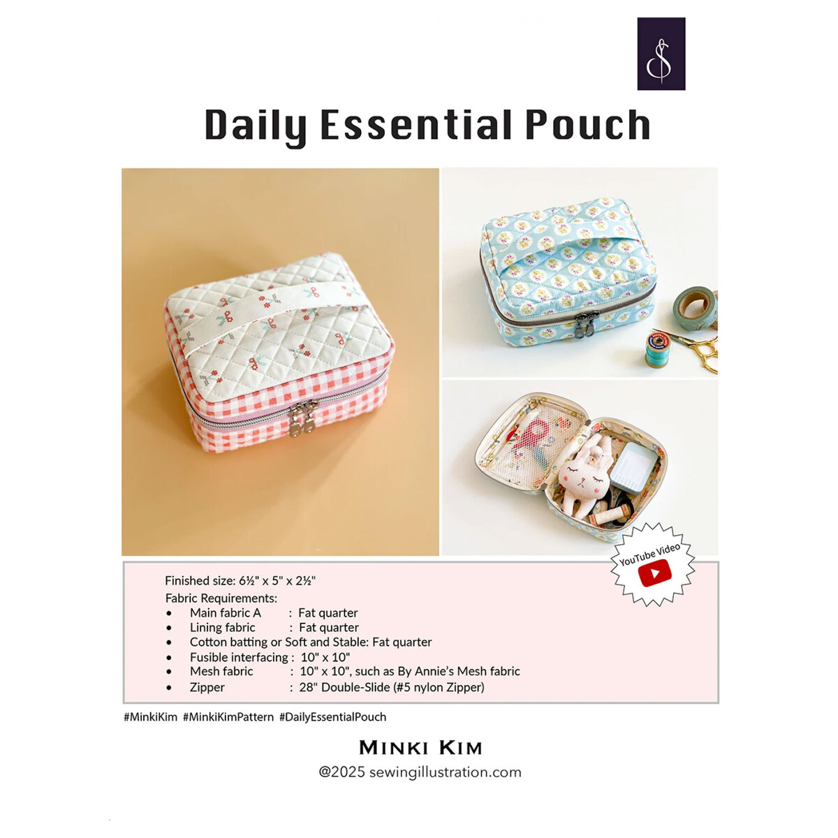 Daily Essential Pouch Pattern by Minki Kim | Shabby Fabrics