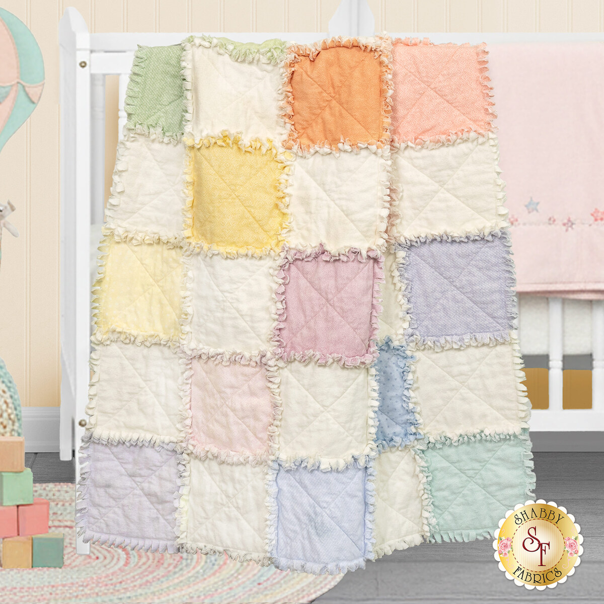 Layer Cake Rag Quilt Kit - Little Lambies | Shabby Fabrics, image size:1200x1200