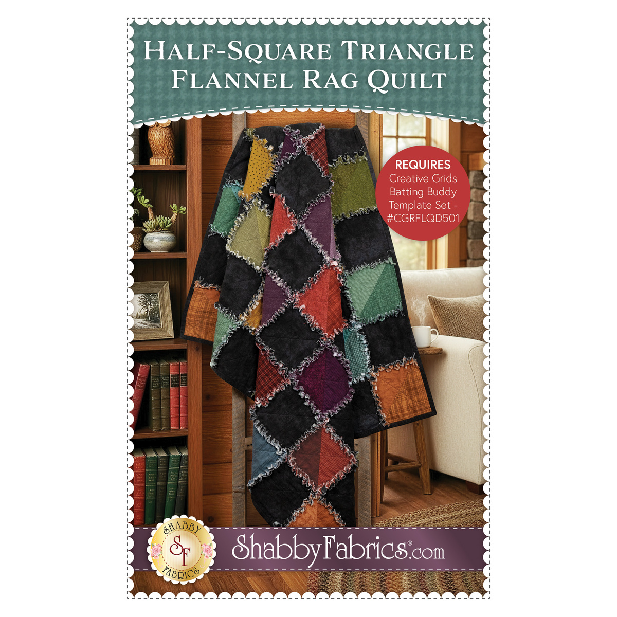 Half-Square Triangle Flannel Rag Quilt Pattern - PDF Download | Shabby  Fabrics, image size:1200x1200