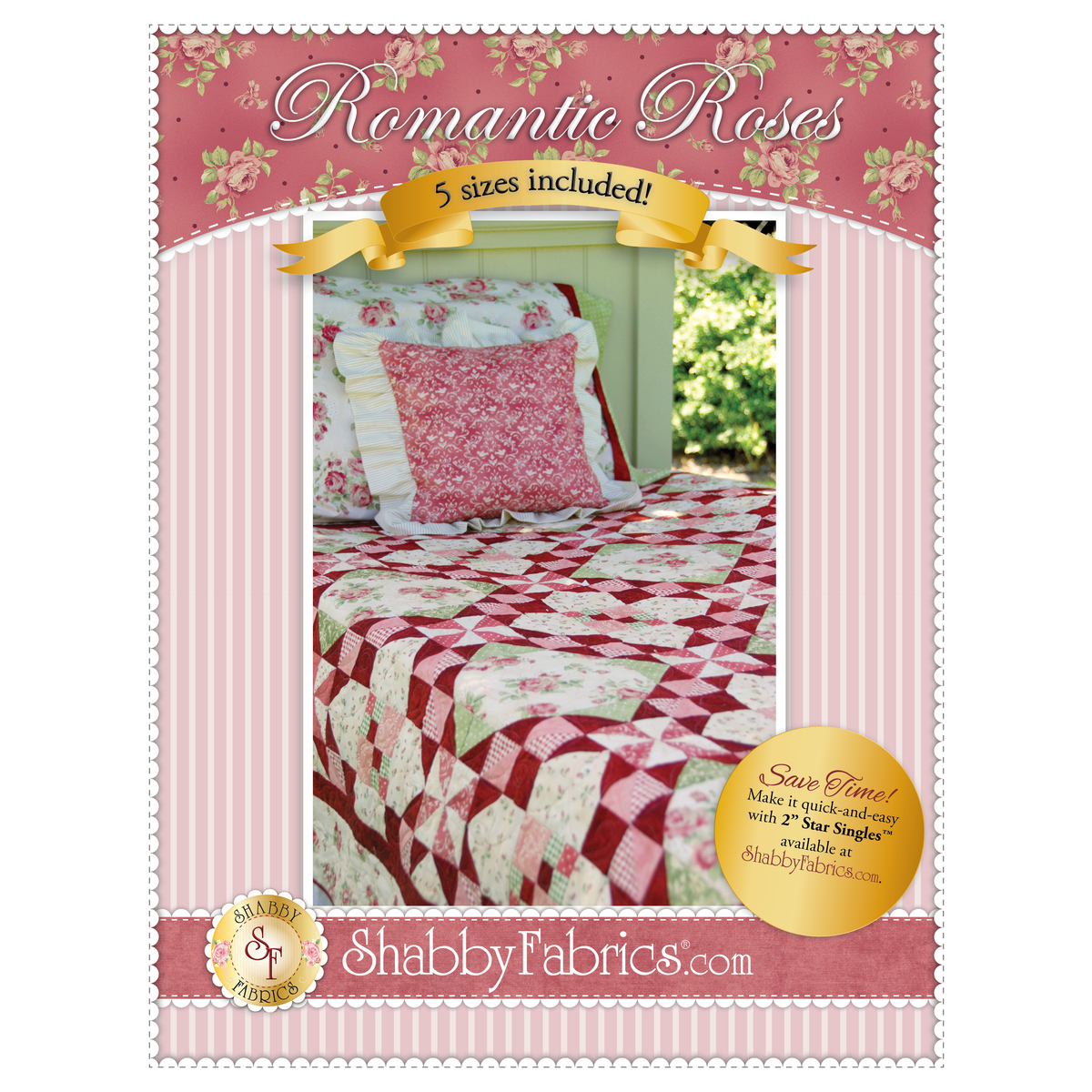 Romantic Roses Pieced Quilt Pattern Crib by Shabby Fabrics