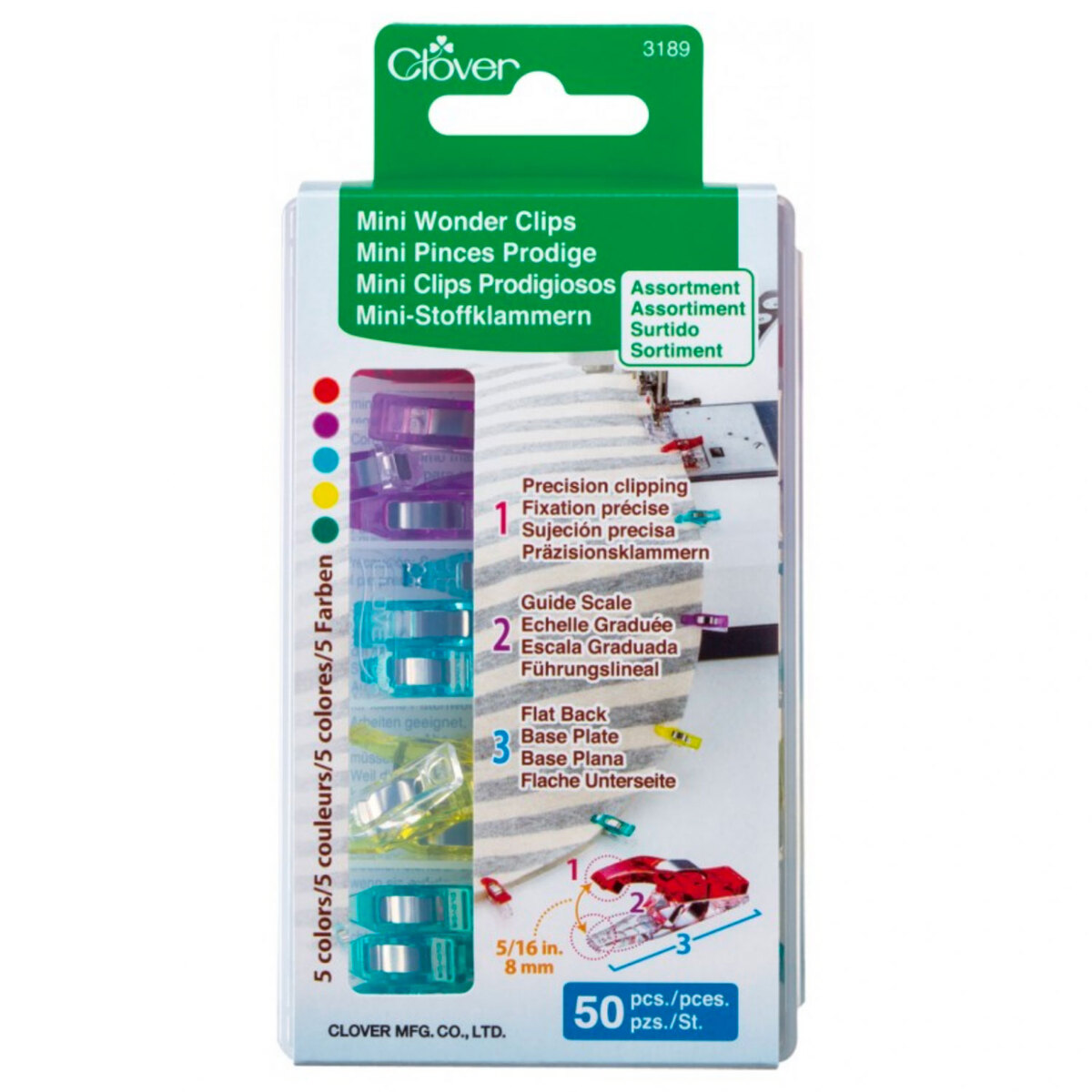 Clover Mini Wonder Clips - Assorted Colors - 50ct
