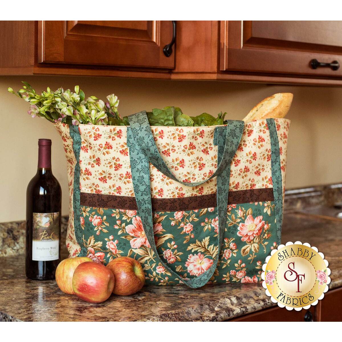 Shabby fabrics 2025 wine bottle tote