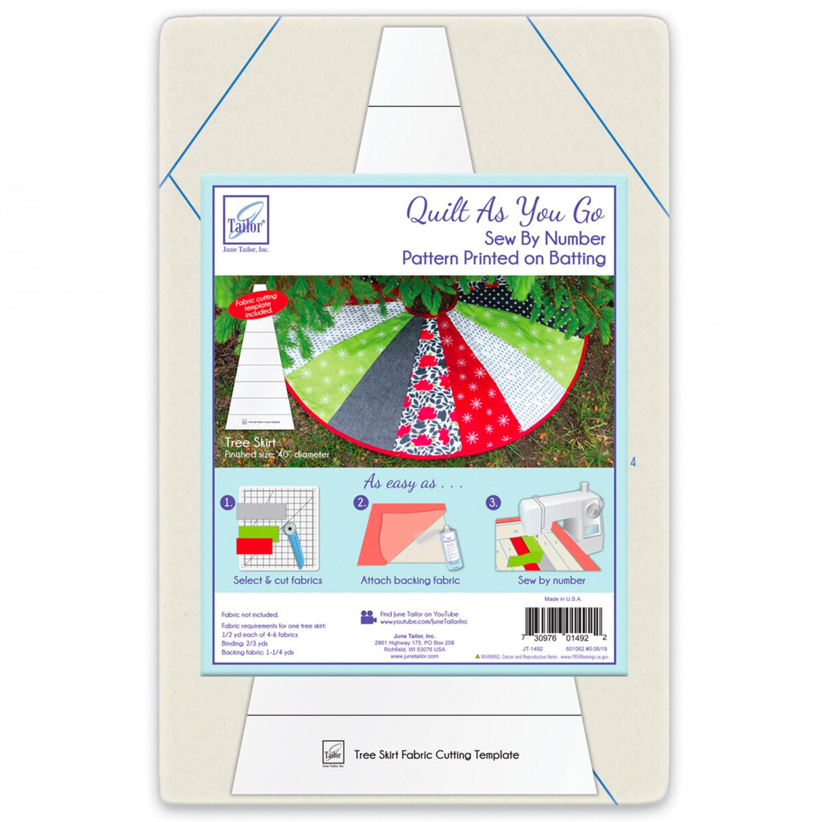June Tailor Quilt As You Go Printed Quilt Blocks On Batting-Fair