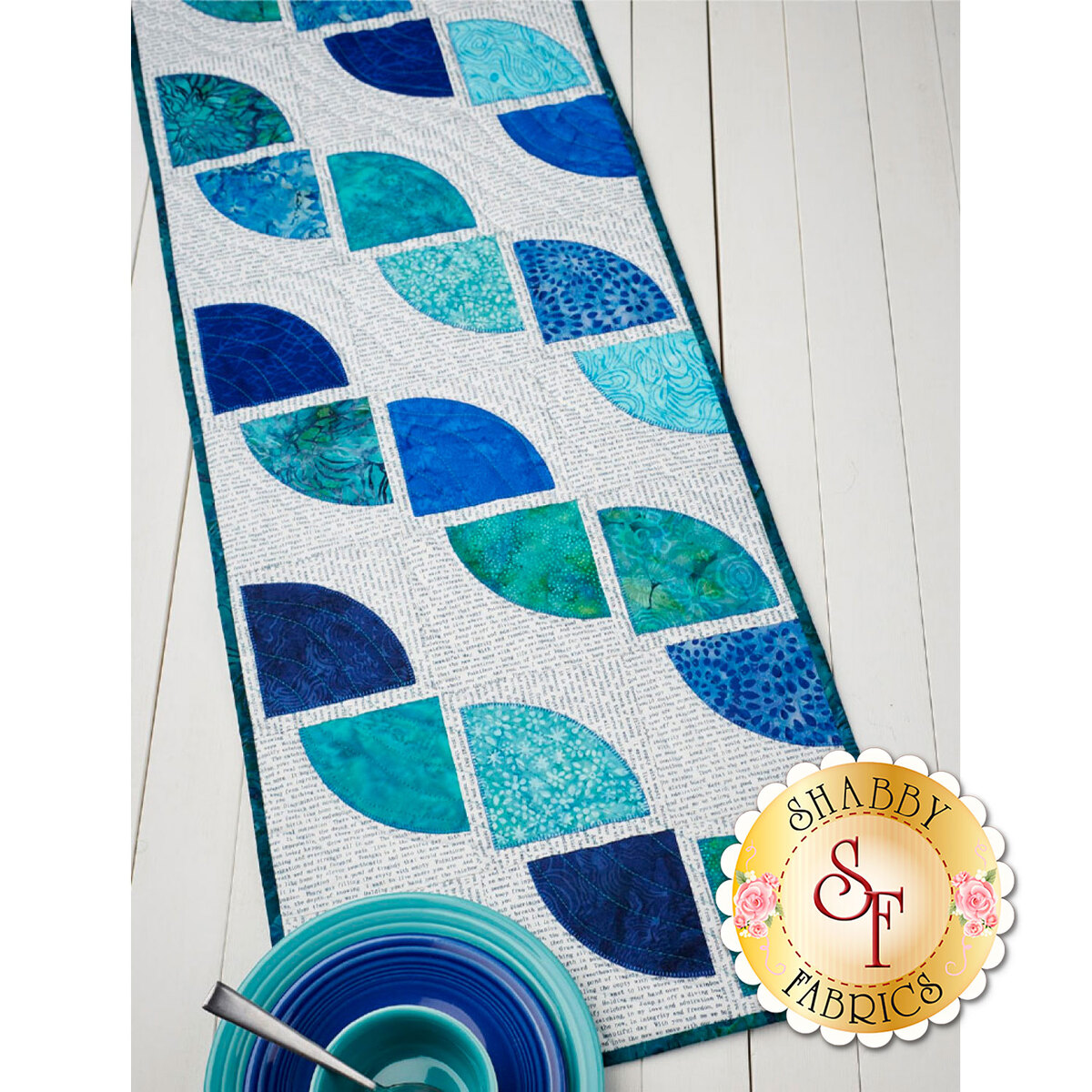 Drunkard's Path Table Runner Pattern Shabby Fabrics