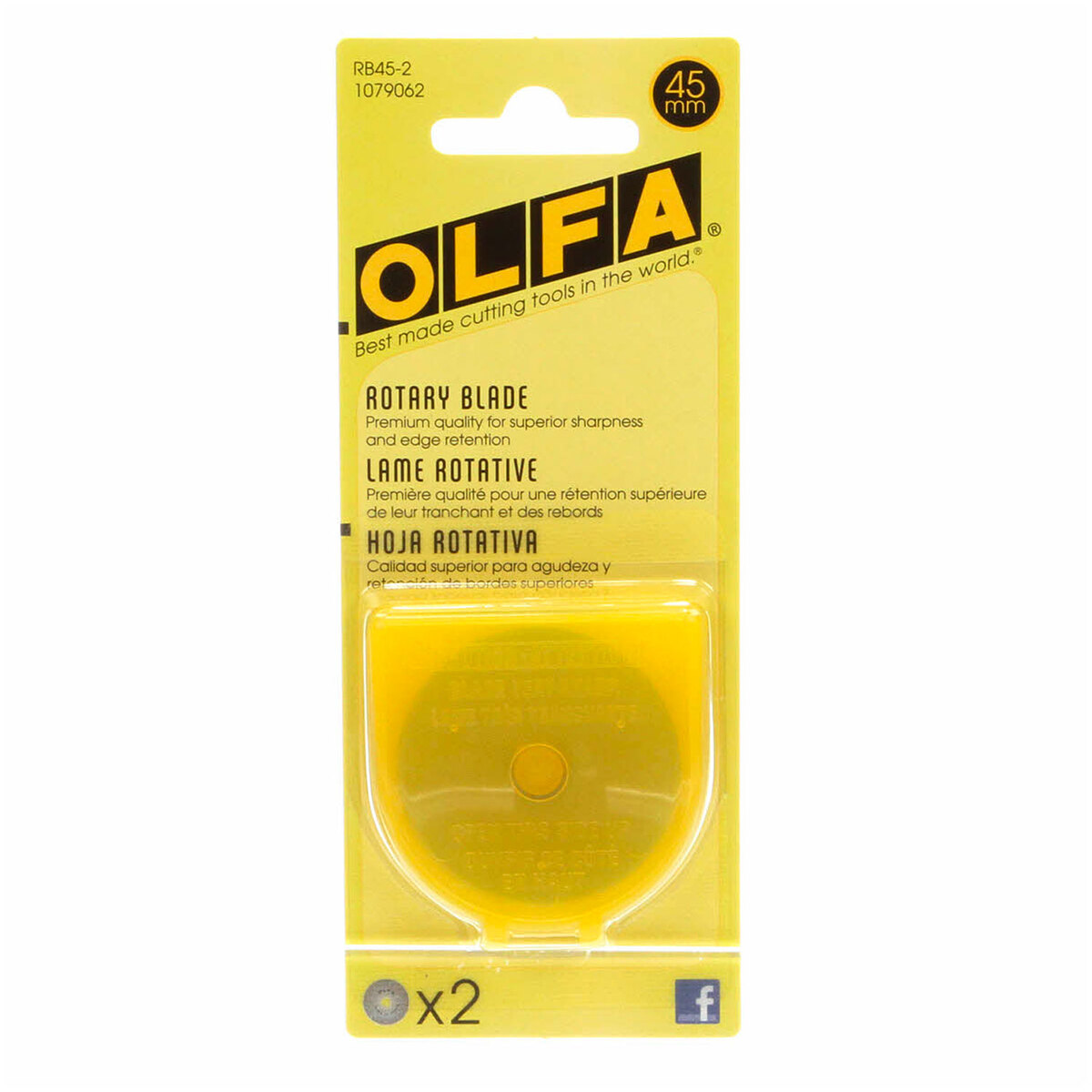 OLFA 45mm Rotary Cutter Replacement Blades, 2 Blades (RB45-2) - Tungsten  Steel Circular Rotary Fabric Cutter Blade for Crafts, Sewing, Quilting