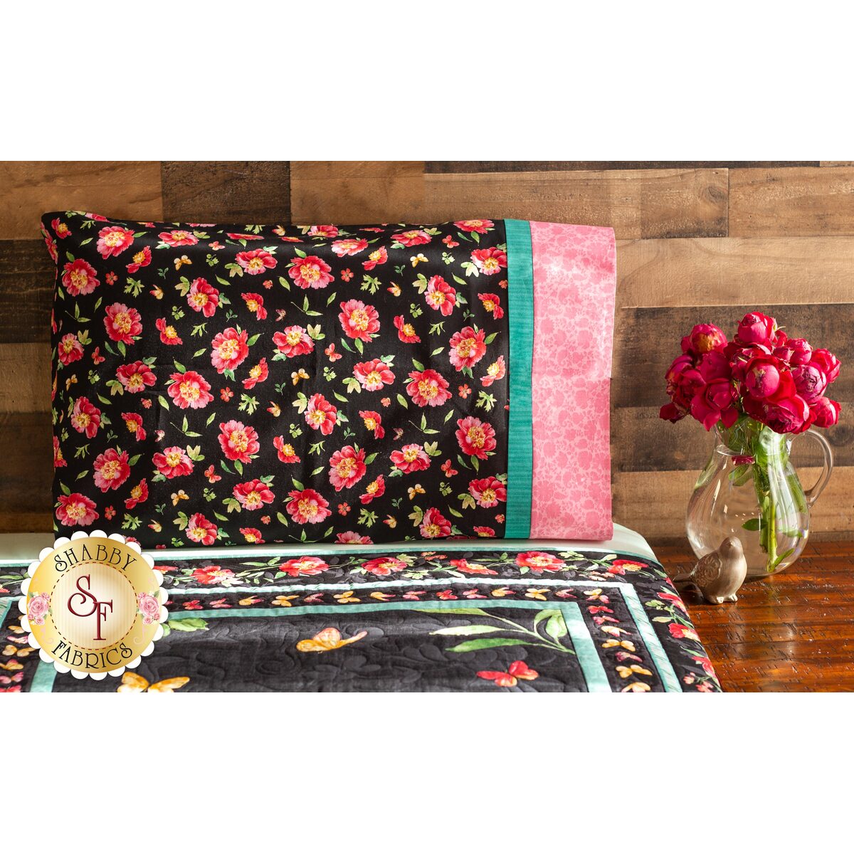 Magic Pillowcase Kit Pink Garden Standard Size Shabby Fabrics