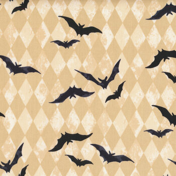 Midnight Haunt 9783-L Sand Harlequin Bats by Andover Fabrics