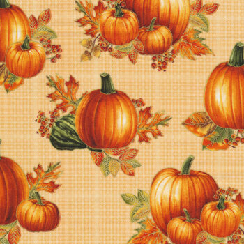 Autumn Elegance 1669M-07 Pumpkin Allover Bisque by Benartex REM