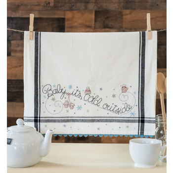  Baby, It's Cold Outside Embroidery Dishtowel Kit - Bareroots