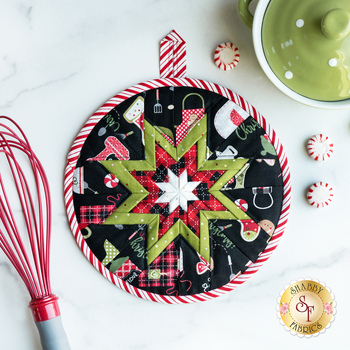  Folded Star Hot Pad Kit - We Whisk You A Merry Christmas - Black