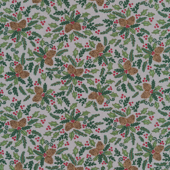 Home Sweet Holidays 56004-16 Grey Pinecone Greenery by Deb Strain for Moda Fabrics REM