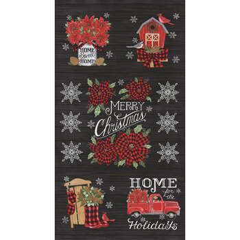 Home Sweet Holidays 56000-13 Black Home Sweet Home Panel by Deb Strain for Moda Fabrics