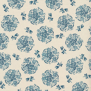 Willow 52570-4 Circle of Flowers Ivory by Windham Fabrics