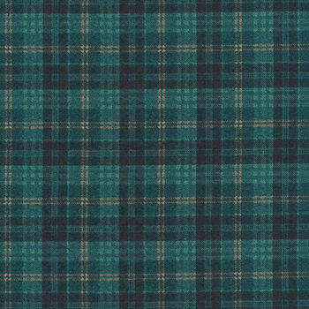 Scrappenstance 2-Ply Flannel F9796-77 Teal by Kim Diehl for Henry Glass Fabrics